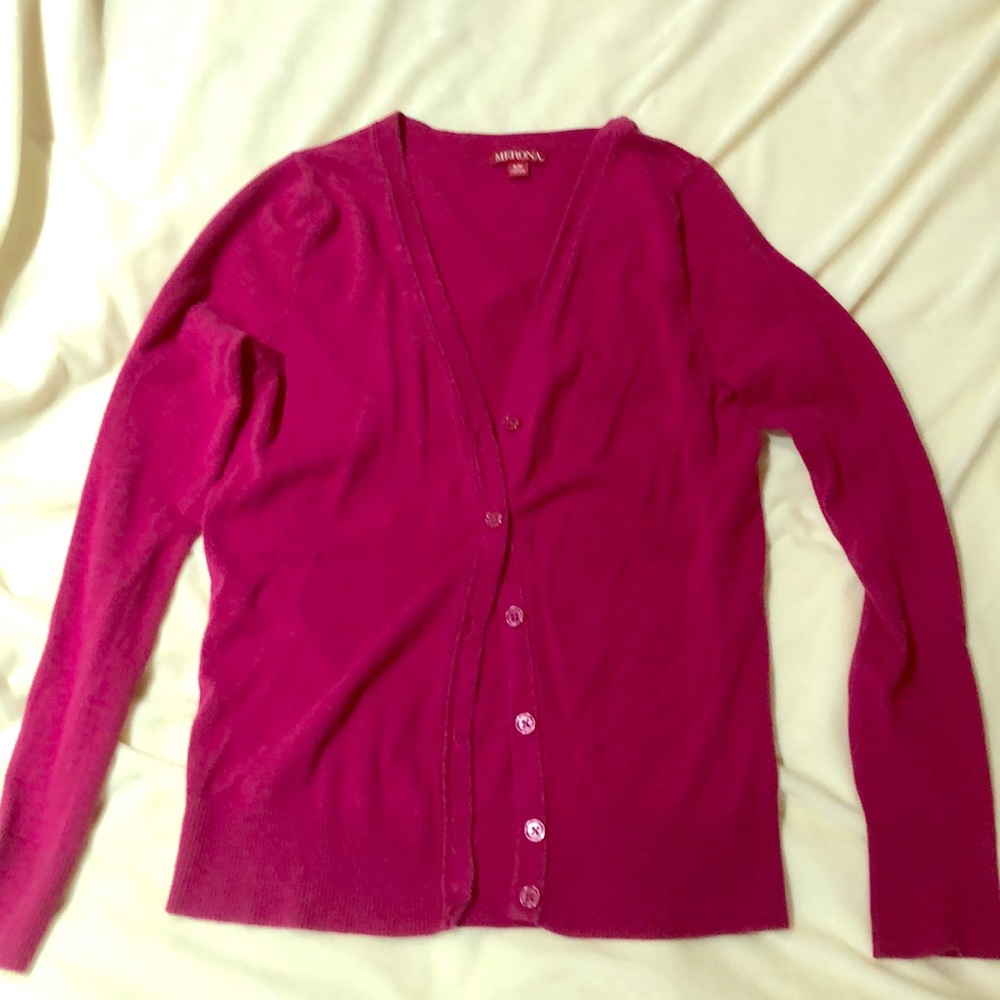Dark Pink Button Down Cardigan. Size Small